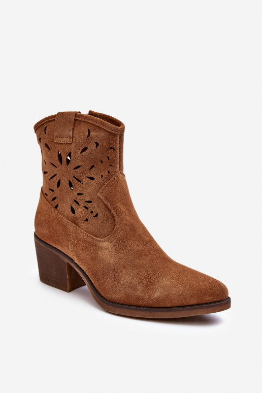 Suede Cowboy Boots with Lace D&A SN622-20 Camel