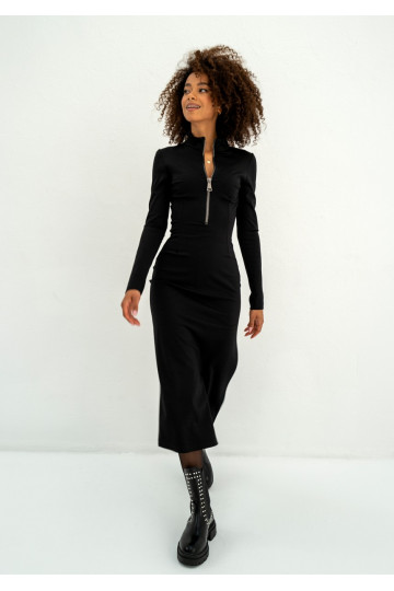 Shira - Black slim fit midi dress 2