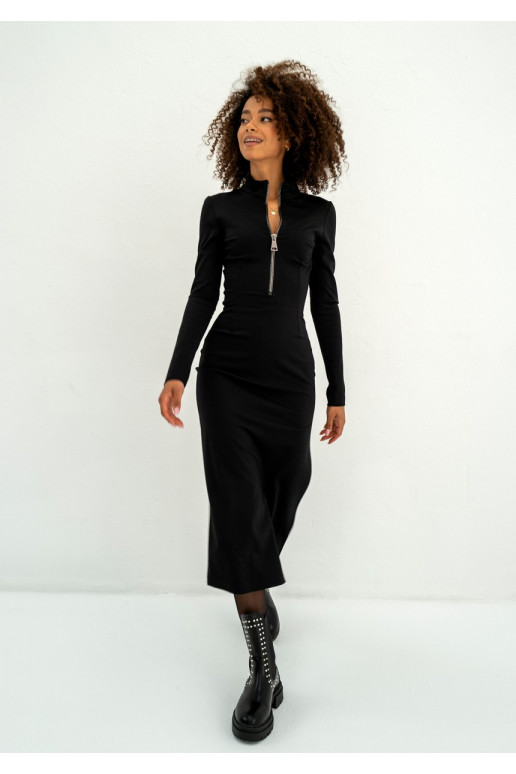 Shira Black slim fit midi dress