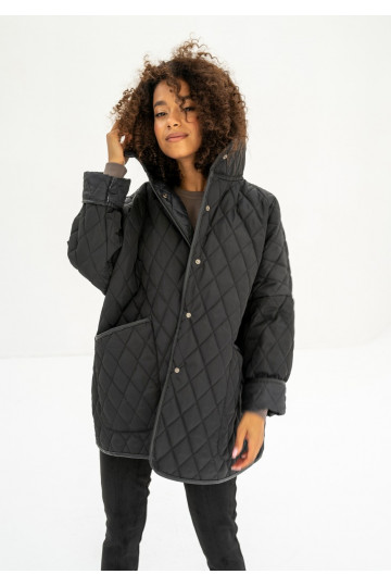 Madden - Black quilted oversized jacket 2