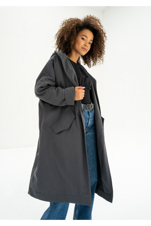 Cami - Graphite waterproof oversized coat