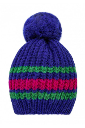 Cobalt blue striped winter hat
