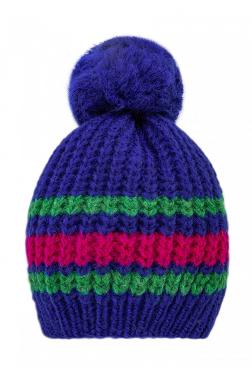 Cobalt blue striped winter hat