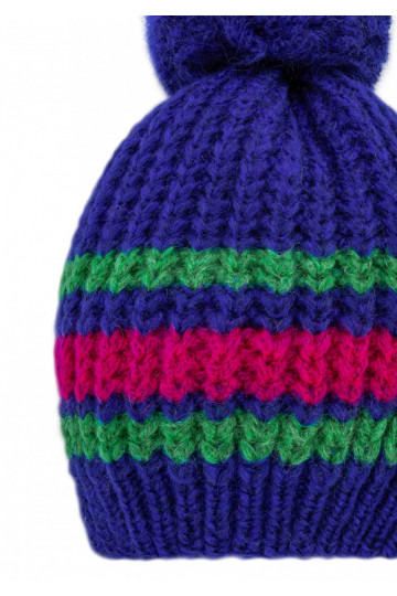 Cobalt blue striped winter hat 2