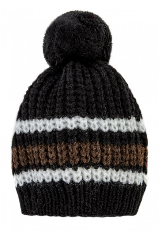 Black striped winter hat