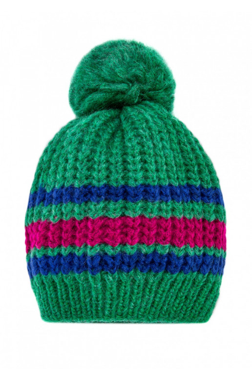 Green striped winter hat