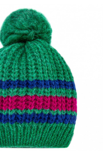 Green striped winter hat 2