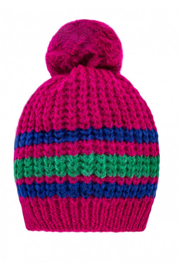Fuxia pink striped winter hat
