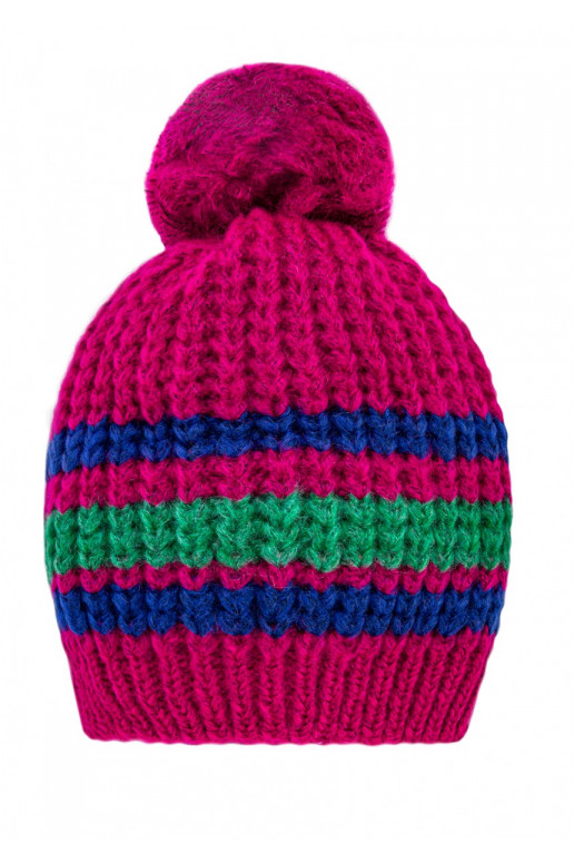 Fuxia pink striped winter hat