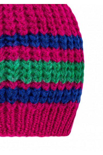 Fuxia pink striped winter hat 2