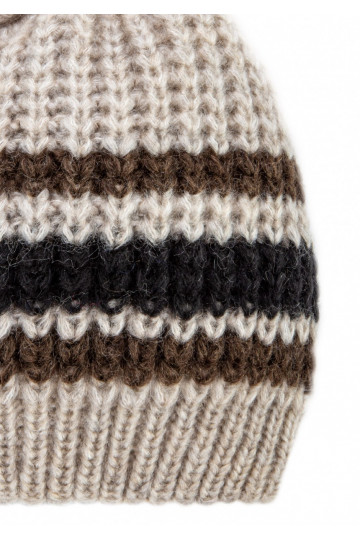 Beige striped winter hat 2