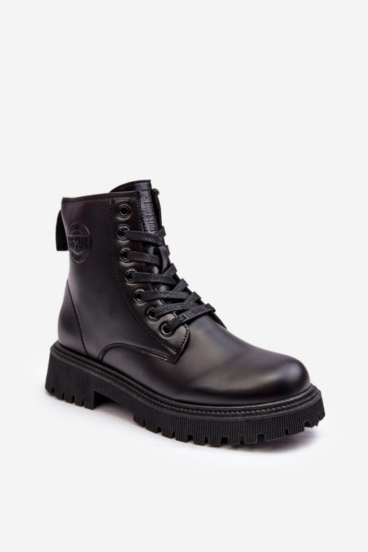 Leather Lace-up Boots Black Big Star MM274375