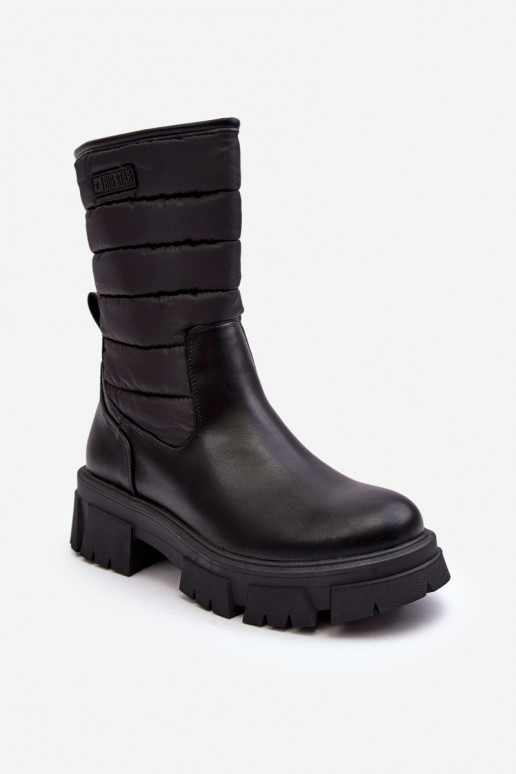 Zip-up Fleece-lined Snow Boots Black MM274068 Big Star