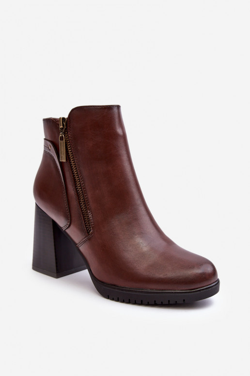 Women's Heeled Boots with Zippers Brown Ryelle
