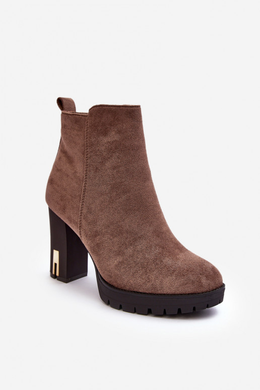 Suede Classic Boots On Heel Brown Amy