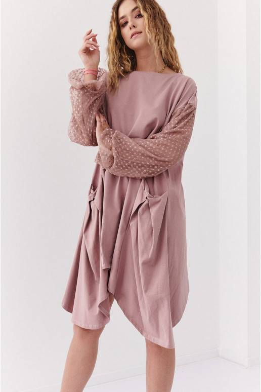 Asymmetrical dress oversize  cappuccino color FK615