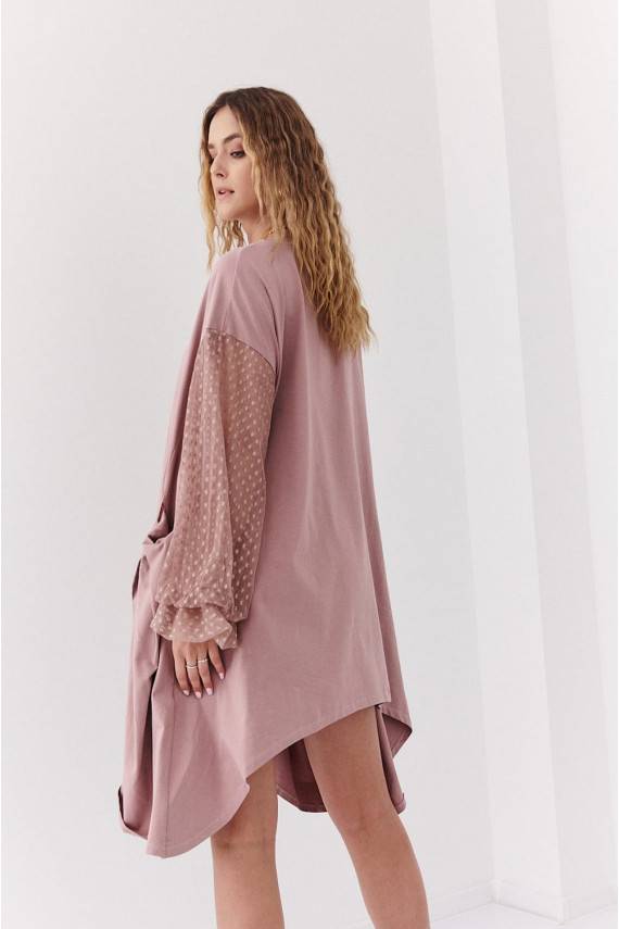 Asymmetrical dress oversize  cappuccino color FK615