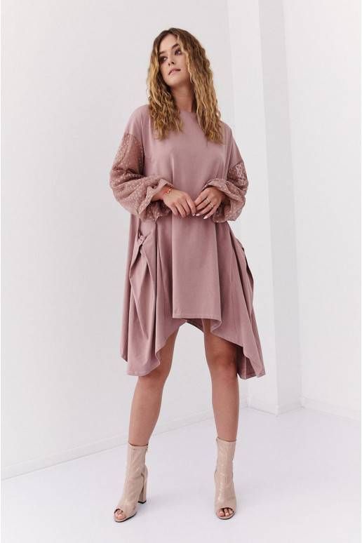 Asymmetrical dress oversize  cappuccino color FK615 Asymmetrical dress oversize  cappuccino color FK615