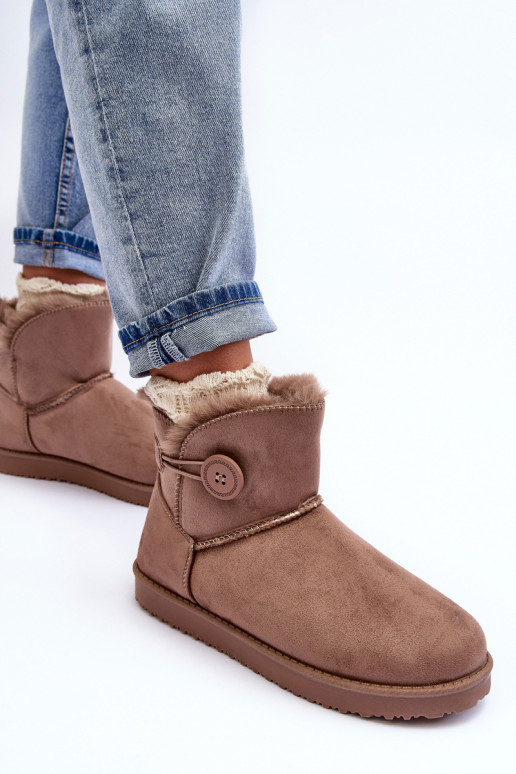 Women's Padded Snow Boots With Embellishment Dark Beige Siriol