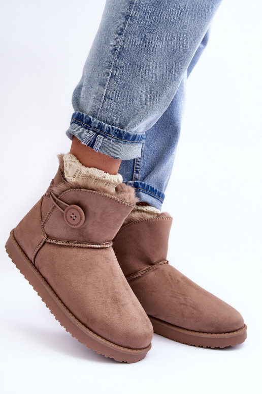 Women's Padded Snow Boots With Embellishment Dark Beige Siriol