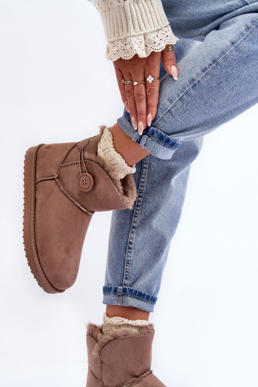 Women's Padded Snow Boots With Embellishment Dark Beige Siriol Women's Padded Snow Boots With Embellishment Dark Beige Siriol