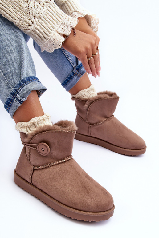 Women's Padded Snow Boots With Embellishment Dark Beige Siriol