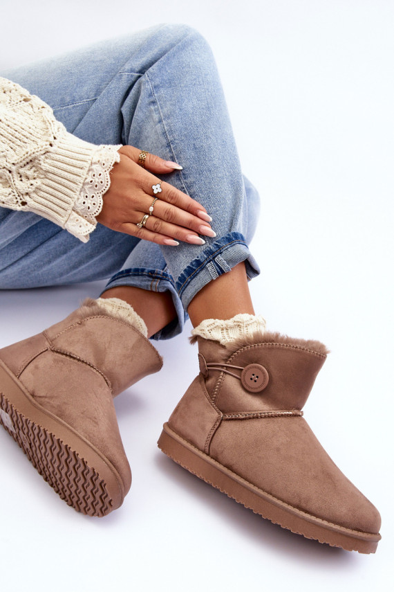 Women's Padded Snow Boots With Embellishment Dark Beige Siriol