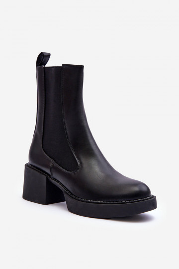 Women's Ankle Boots on Chunky Heel Black Ironna 2