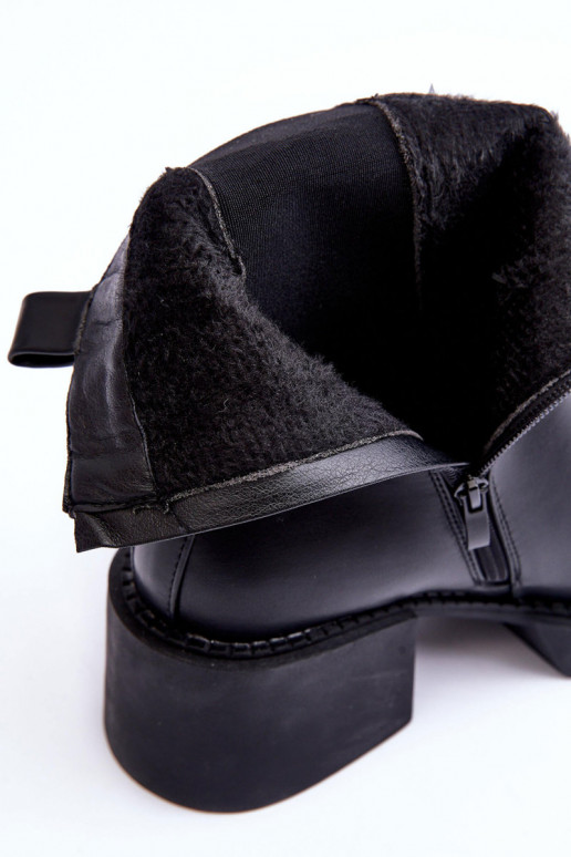 Women's Ankle Boots on Chunky Heel Black Ironna