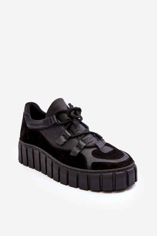 Women's Leather Sport Shoes On Platform M01/1 Zazoo Black