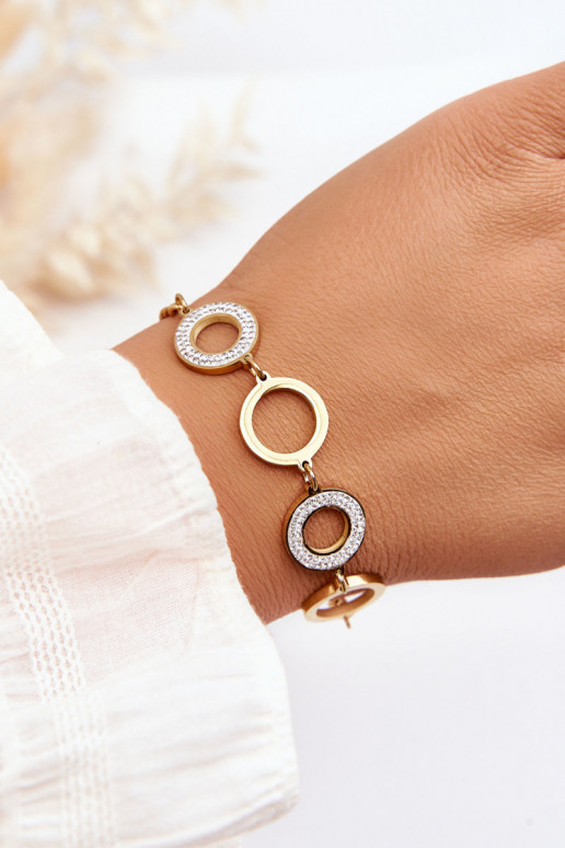 Stainless Steel Bracelet With Circles Gold
