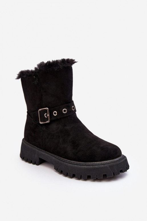Women's Boots with Fur Zip Black Morcos