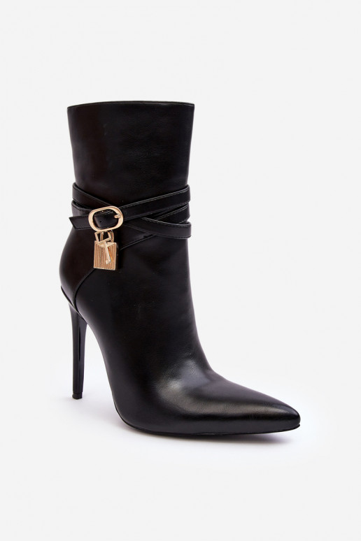 Women's Heeled Boots with Straps Black Casulle