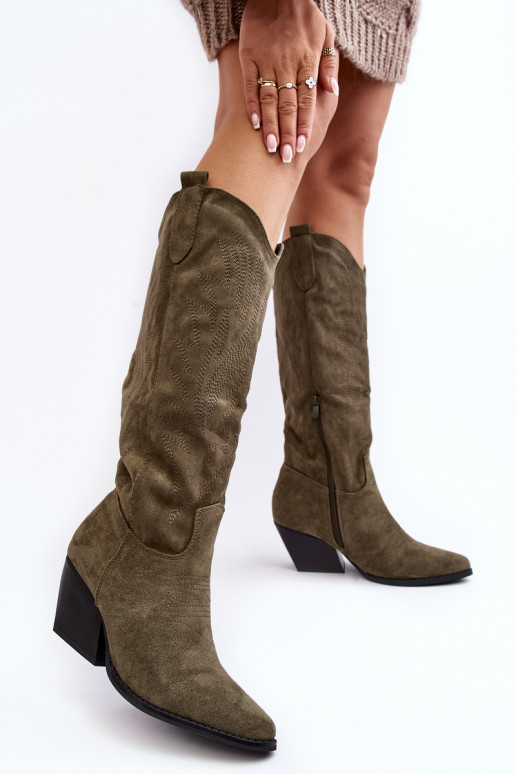 Women's Cowboy Boots on Heel Green Sloana