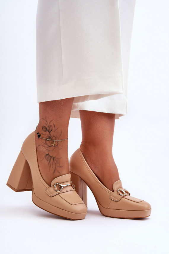 Stylish Leather Pumps Nude Rouse