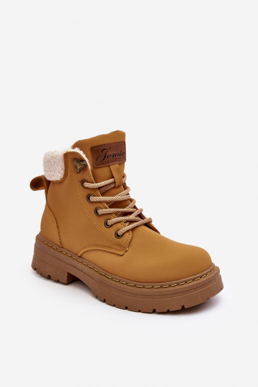 Women's Leather Trappers With Fur Camel Lynnvia