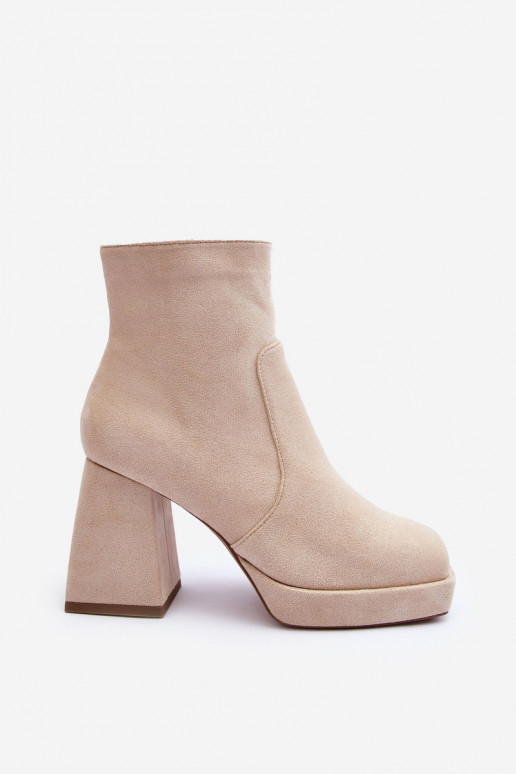 Suede Heeled Boots Beige Makeline Suede Heeled Boots Beige Makeline