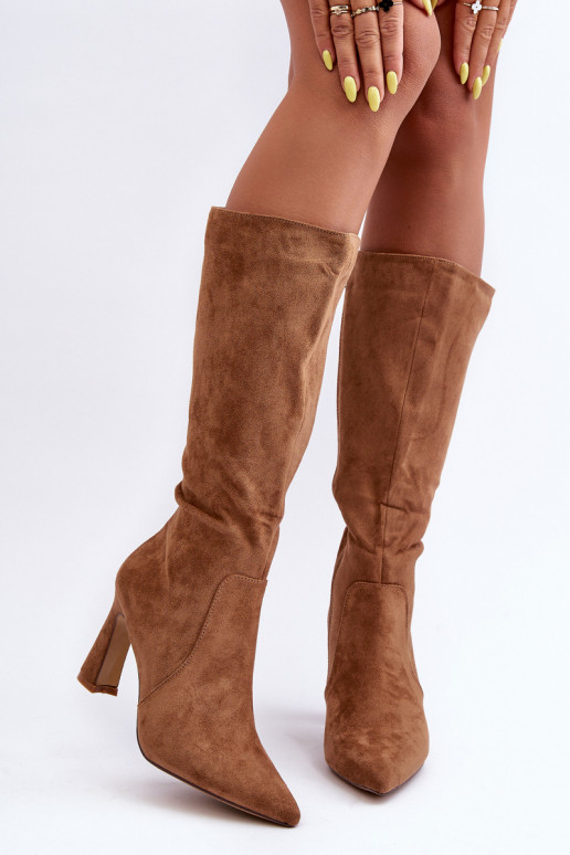 Suede Boots On Heel Brown Adrolio Suede Boots On Heel Brown Adrolio