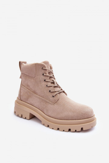 Suede Trapper Boots with Fleece Lining Beige Alden 2