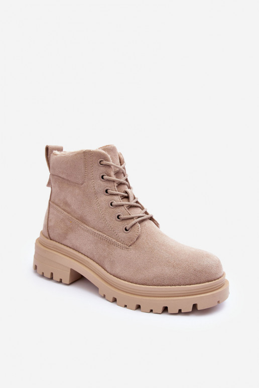Suede Trapper Boots with Fleece Lining Beige Alden Suede Trapper Boots with Fleece Lining Beige Alden