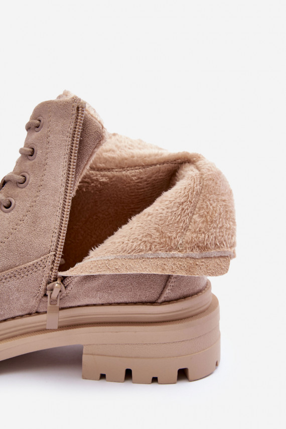 Suede Trapper Boots with Fleece Lining Beige Alden