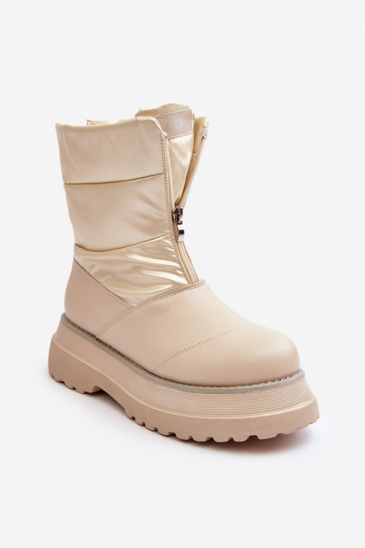 Women's Snow Boots On Thick Sole GOE MM2N4079 Beige