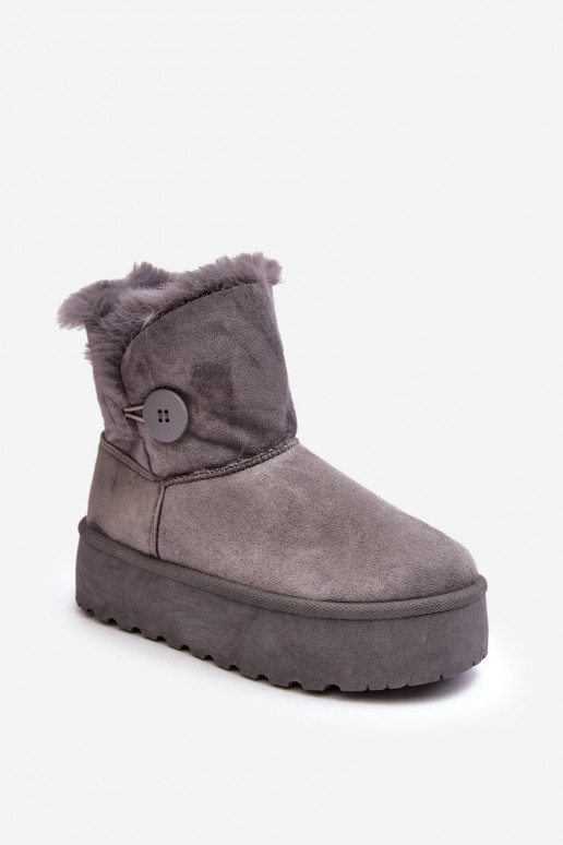Women's Platform Snow Boots with Faux Fur Gray Wikas