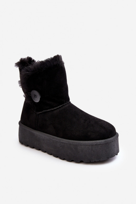 Women's Platform Snow Boots with Fur Black Wikasem