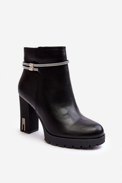 Women's Heeled Boots with Ornament Black Carolla