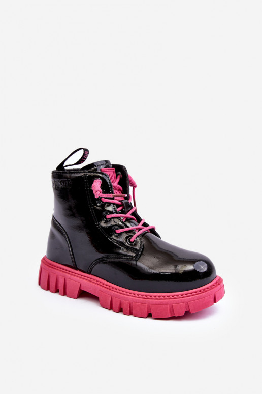 Kids' Lacquered Insulated Boots Big Star MM374148 Black-Pink