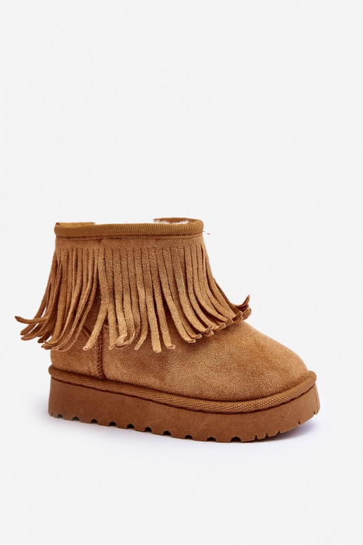 Children's Snow Boots with Decorative Fringes Camel Nimia