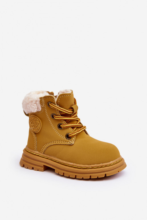 Children's Trapper Boots with a Zip and Sheepskin Camel Marialee