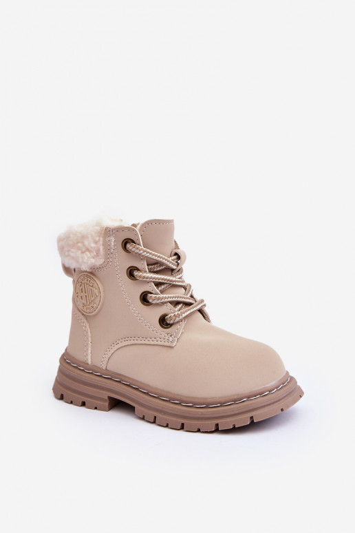 Children's Trapper Boots with Zip and Shearling Beige Marialee