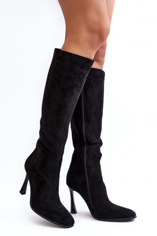 Women's Heeled Fur-Lined Boots Black Isot